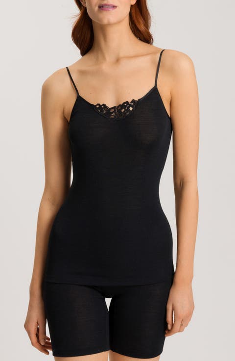 Lace Trim Merino Wool & Silk Pajama Camisole