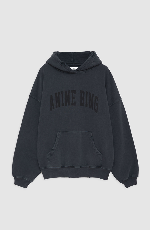 Anine Bing Oversized Grey Sweatshirt With Bold Branding And Relaxed Fit In Blue