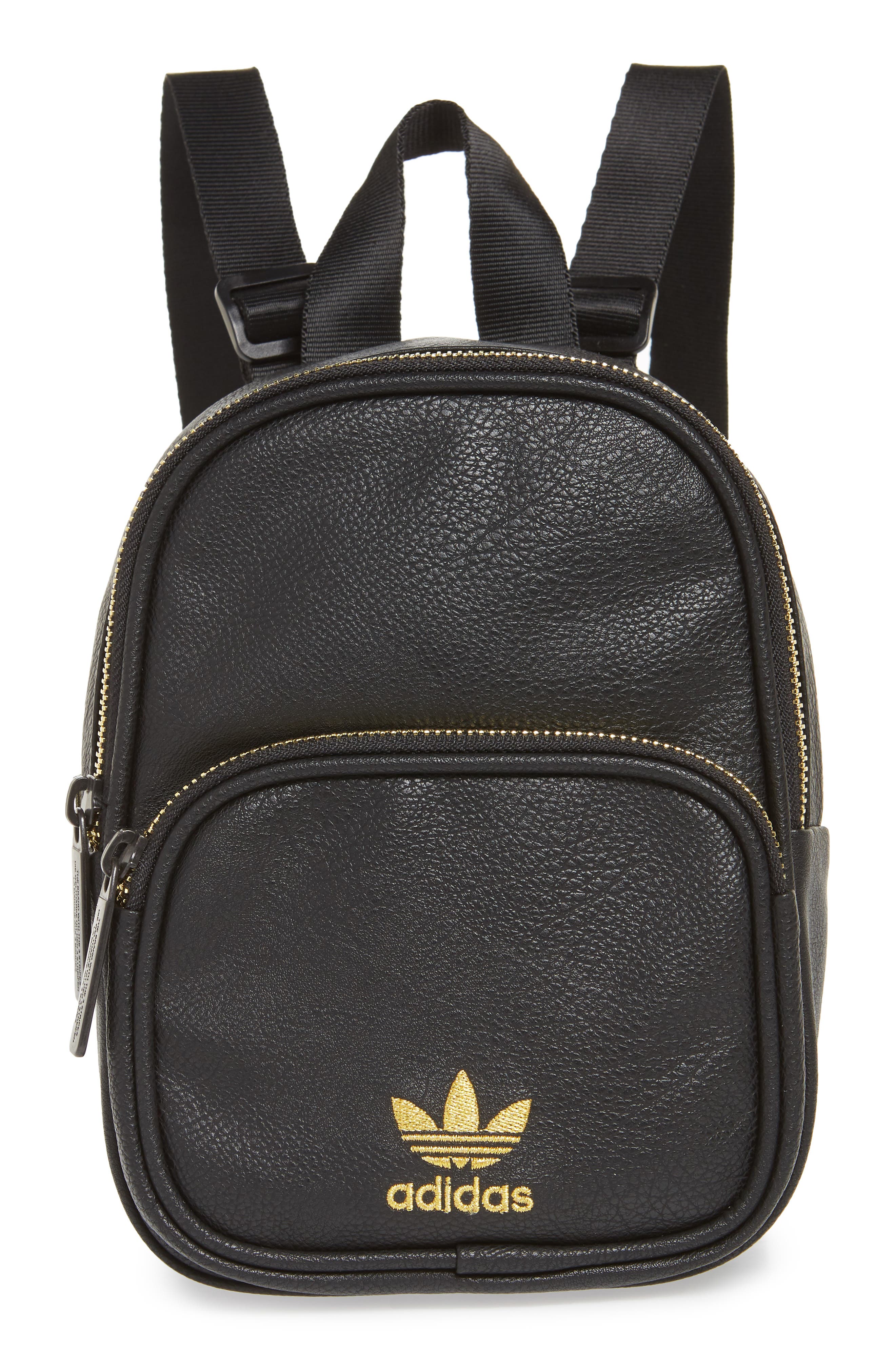 adidas Originals Mini Faux Leather Backpack, Main, color, 