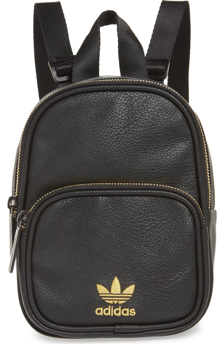 adidas Originals Mini Faux Leather Backpack, Main, color,