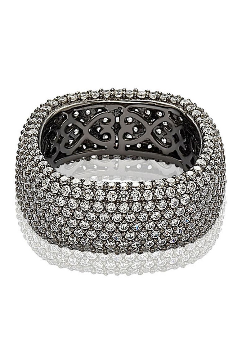 Blackened Sterling Silver Square White CZ Eternity Band Ring, Alternate, color, BLACK