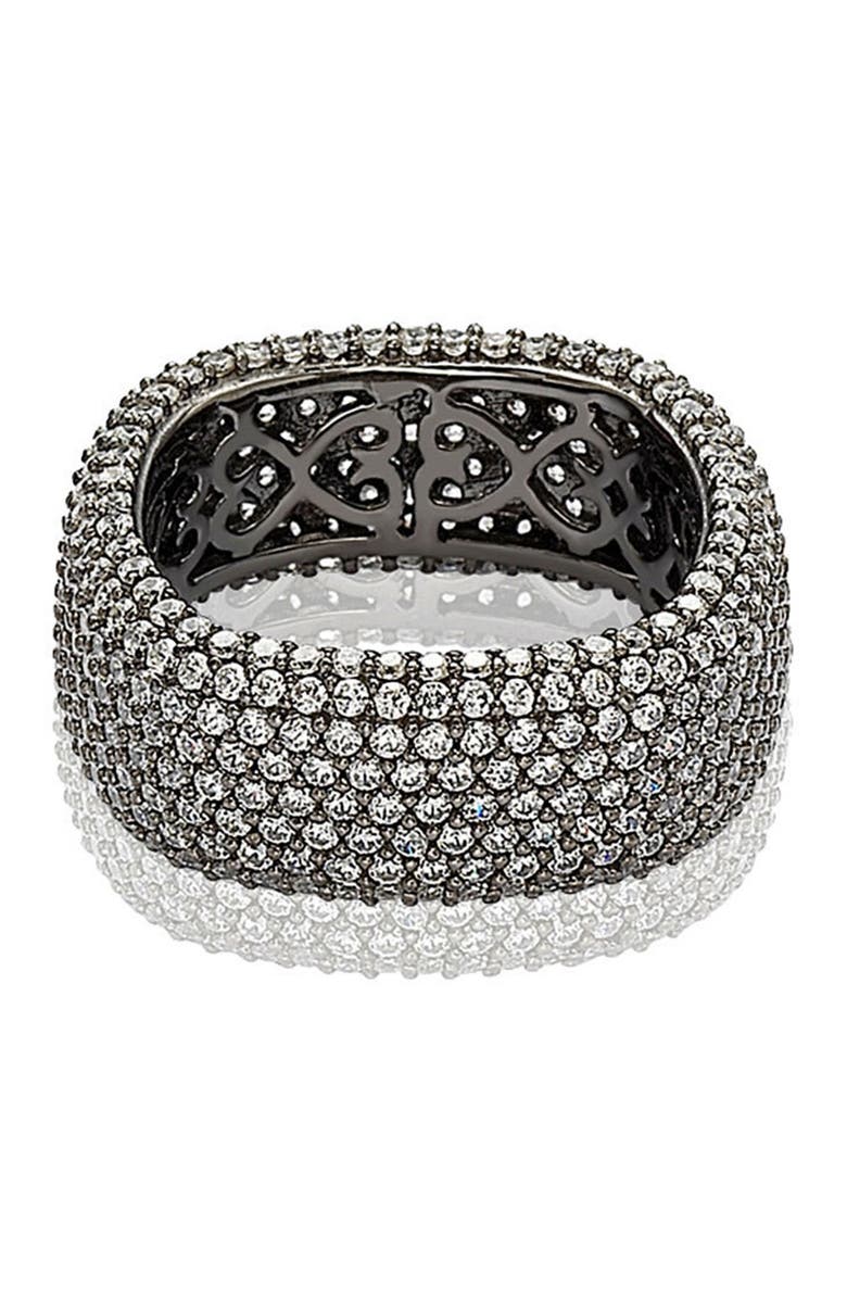 SUZY LEVIAN Blackened Sterling Silver Square White CZ Eternity Band Ring, Alternate, color, 
