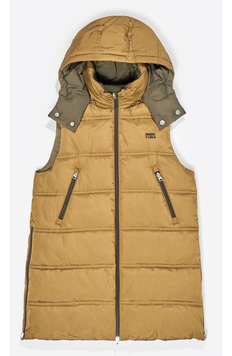 Bimba y Lola Hooded Reversible Vest, Alternate, color, Light Khaki