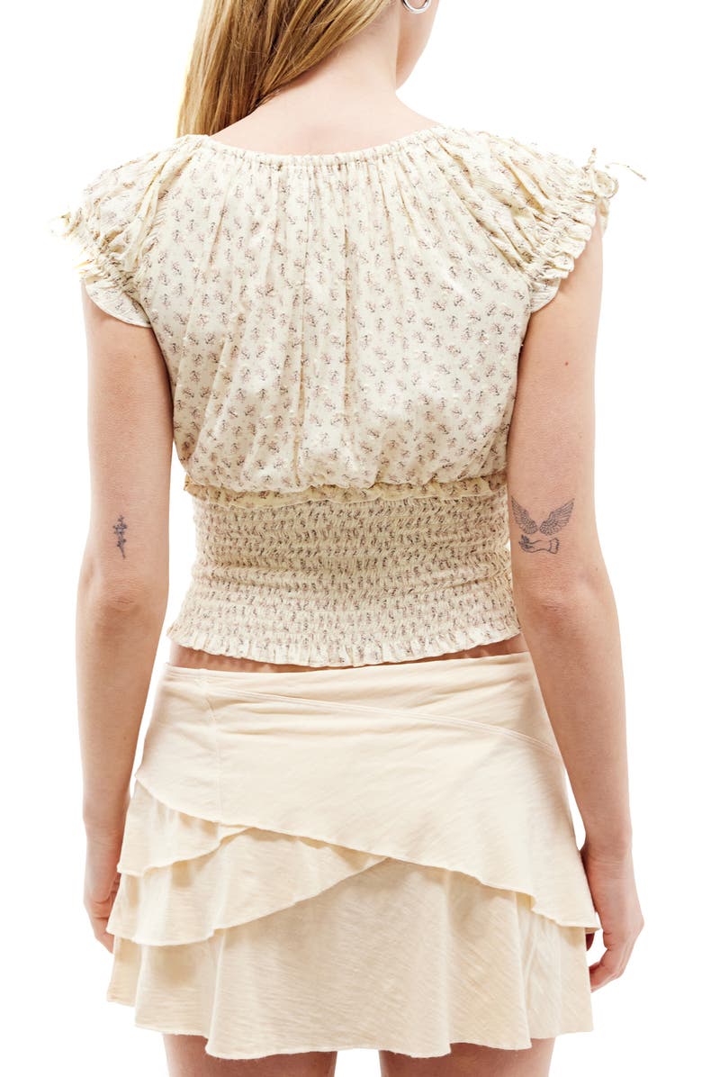 BDG Urban Outfitters Nova U-Neck Smocked Waist Cotton Top, Alternate, color, 