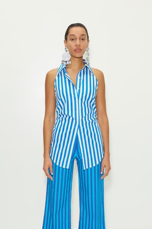 Simonmiller Loch Sleeveless Poplin Button Up In Blue