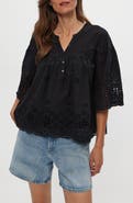 Michael Stars Gloria Flutter Sleeve Eyelet Top