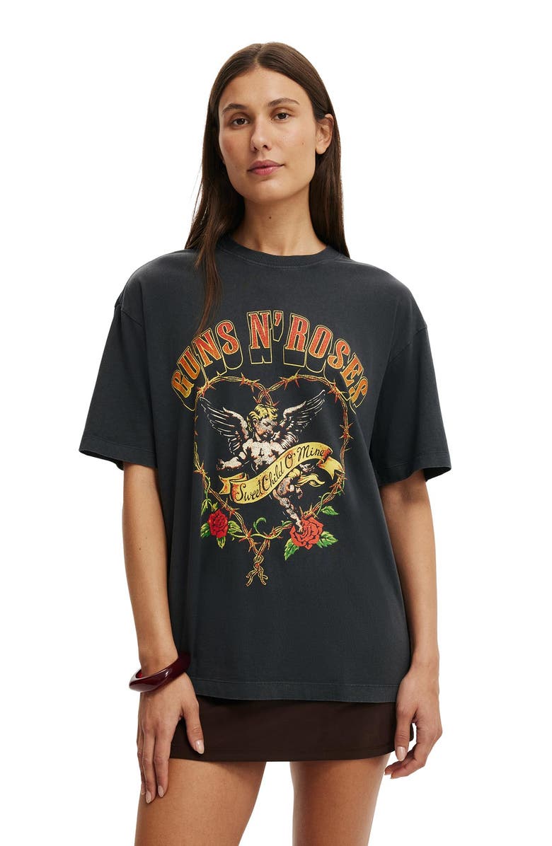 Cotton On Women's The Lcn Music Boxy Graphic Tee, Main, color, Guns N Roses Cherub Washed