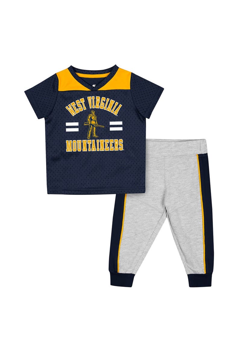 Infant Colosseum Navy/Heather Gray West Virginia Mountaineers Ka-Boot-It Jersey & Pants Set, Main, color, Navy
