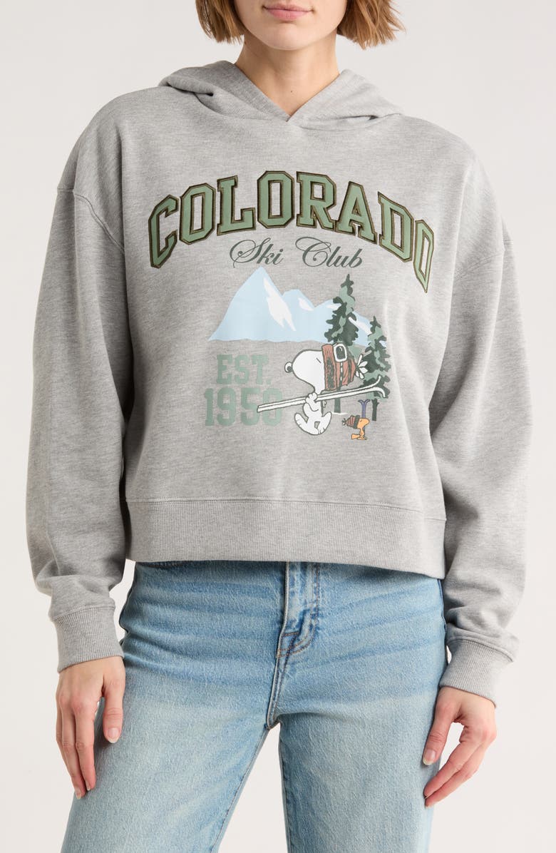 Hi Res x Peanuts Colorado Ski Club Graphic Hoodie, Main, color, Heather Grey