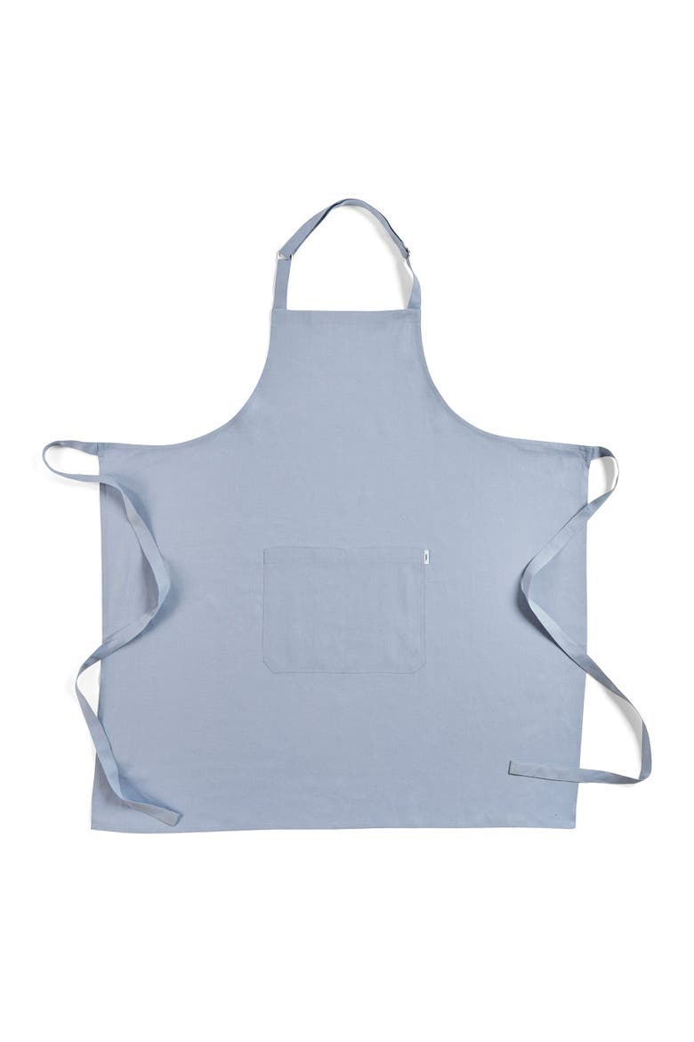 Linen Bib Apron with Adjustable Neck Strap & Center Pockets, 38 x 36 Inches, Main, color, Dusty Blue