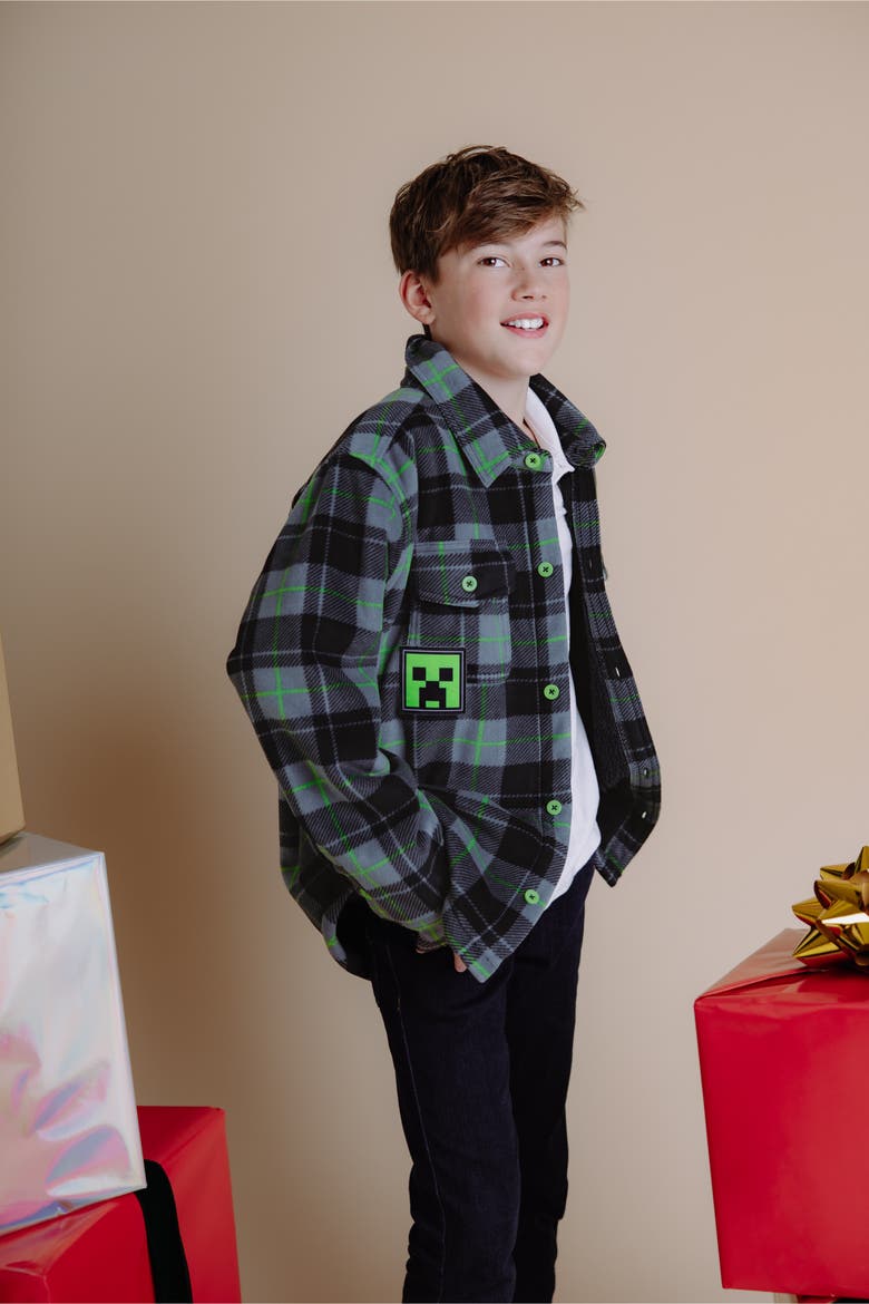 Creeper Fleece Lined Shacket (little Kid & Big Kid), Alternate, color, Creeper Gray Green