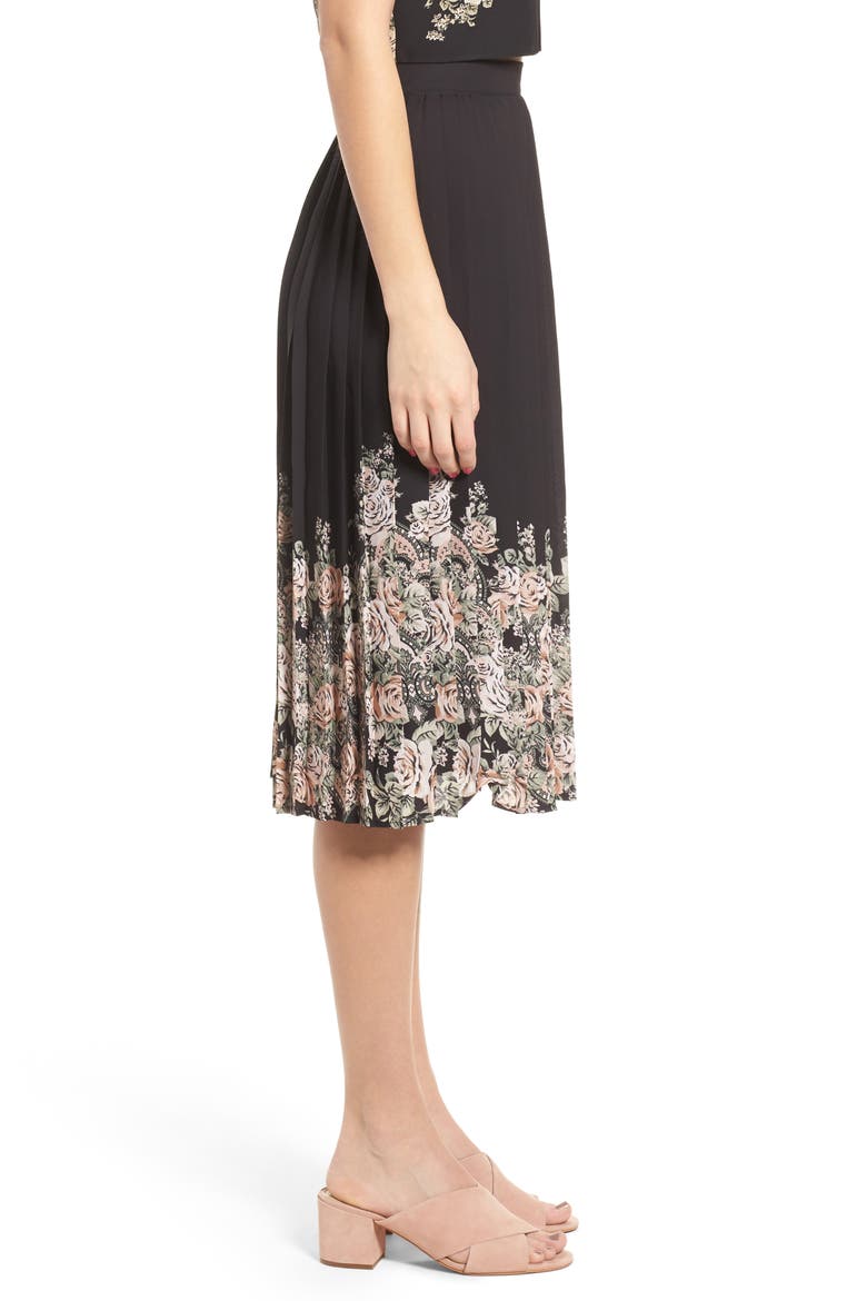 Pleated Skirt, Alternate, color, 77A89 BLK/ GRN