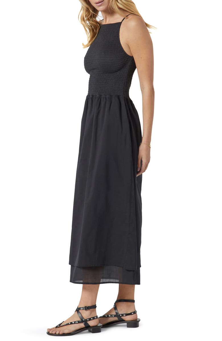 Joie Lory Smocked Linen Blend Maxi Dress, Alternate, color, Caviar
