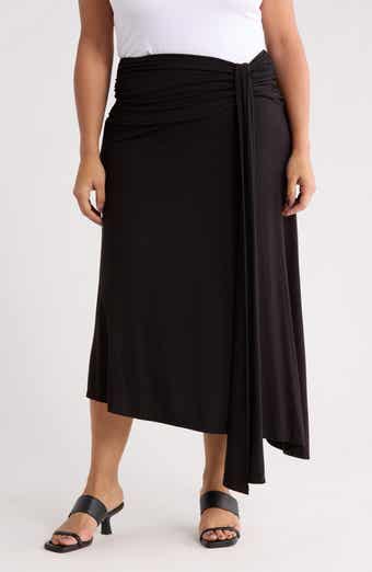 Draped Asymmetric Stretch Modal Midi Skirt