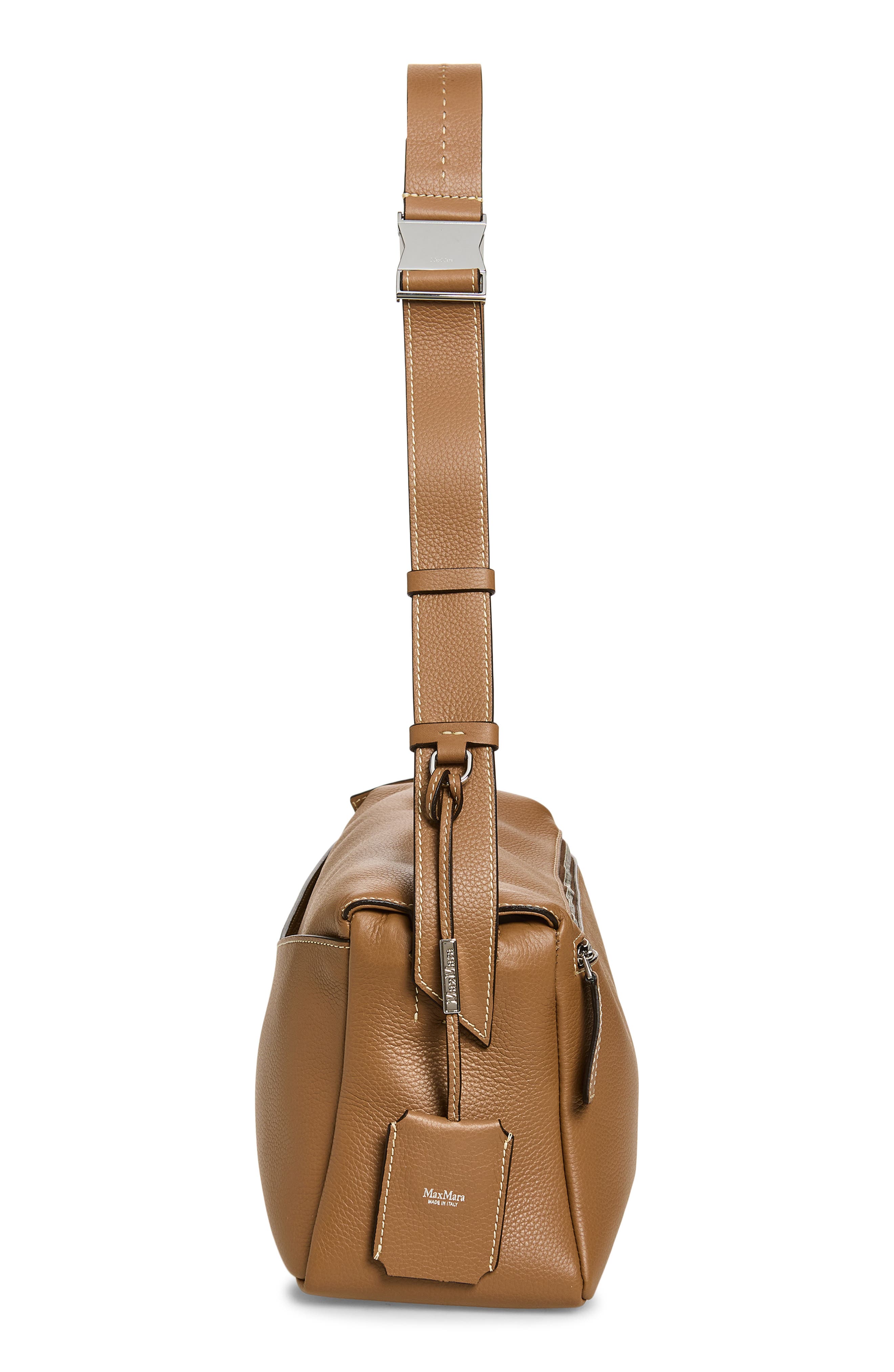 Max Mara Skipper Leather Shoulder Bag, Alternate, color, Brown