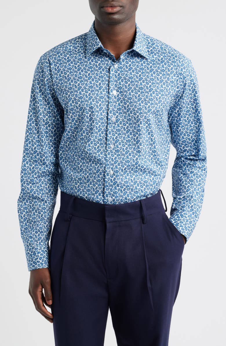 Etro Roma Paisley Cotton Stretch Poplin Dress Shirt, Main, color, Stampa F.do Bianco