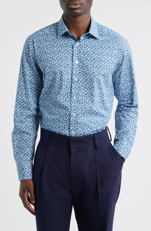 Roma Paisley Cotton Stretch Poplin Dress Shirt