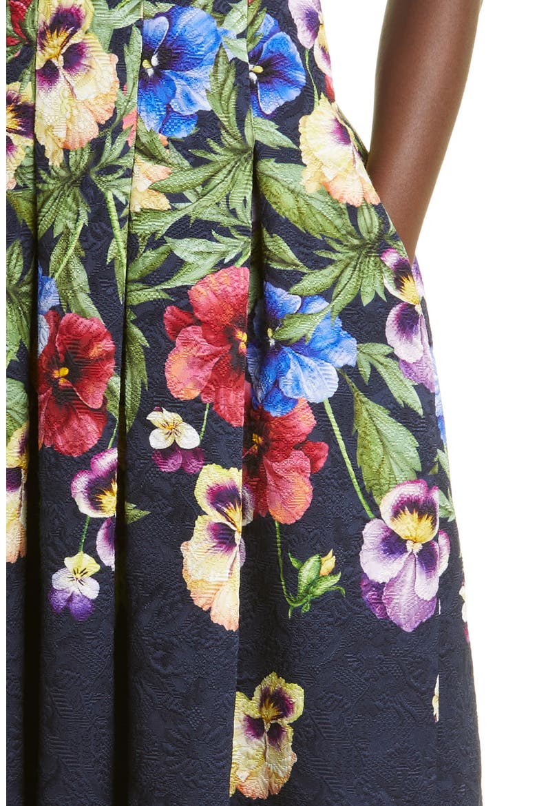 Pansy Jacquard Fit & Flare Dress, Alternate, color, NAVY MULTI