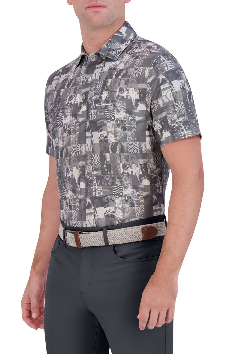 Ben Sherman Collage Tech Jersey Golf Polo, Alternate, color, Light Grey