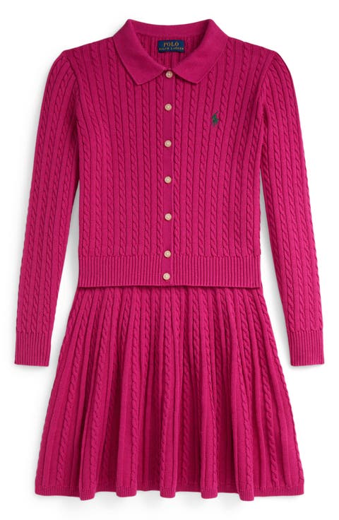 Kids' Cable Knit Cardigan & Skirt Set (Big Kid)