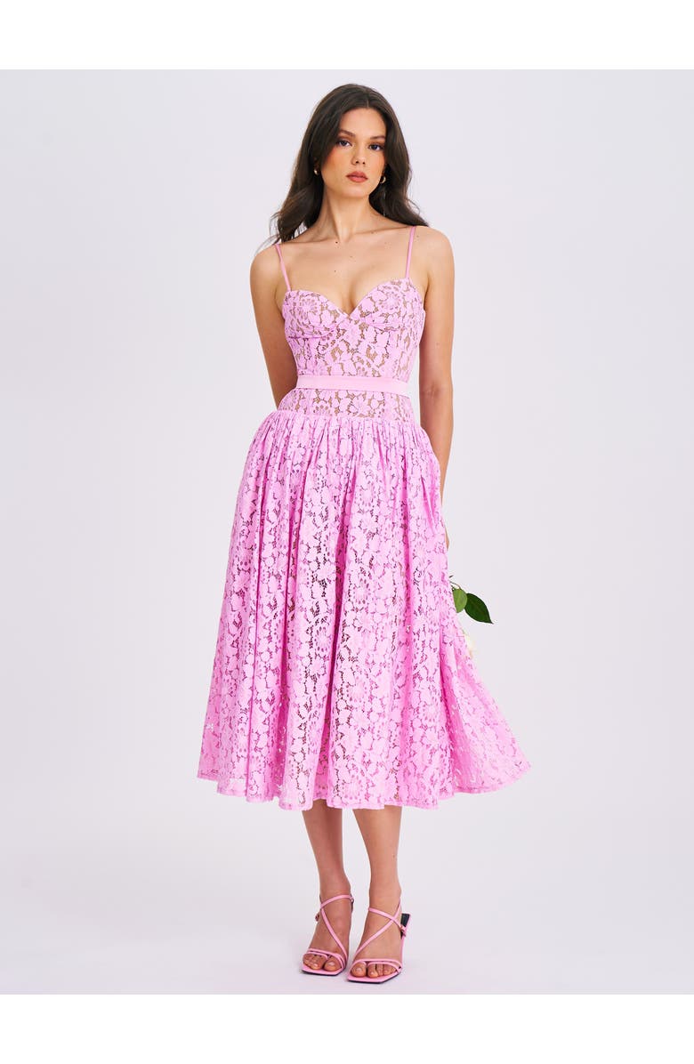 Miss Circle Lorena Lace Drop Waist Midi Sundress, Alternate, color,