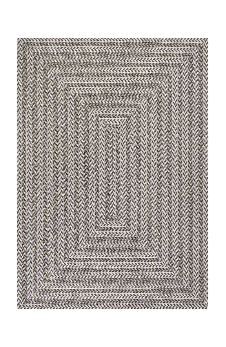 JONATHAN Y Chevron Modern Concentric Squares Indoor/Outdoor Area Rug, Main, color, Black/Light Gray