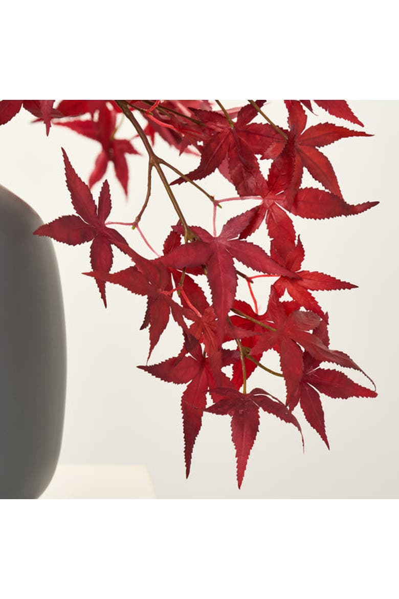Red Japanese Maple Leaf Fall Tabletop Arrangement in Tall Matte Grey Jug Vase, Alternate, color, Red