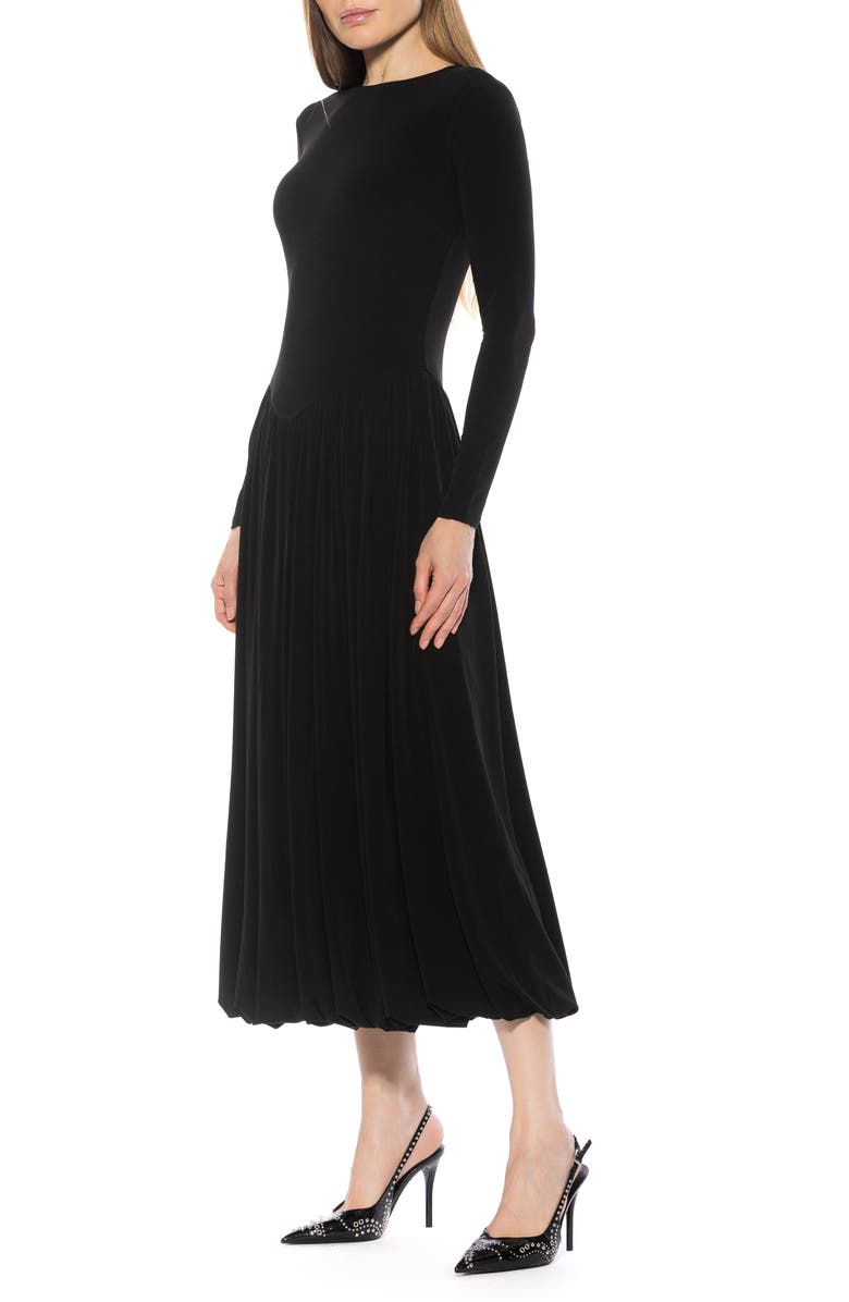Alexia Admor Eero Crewneck Long Sleeve Bubble Hem Midi Dress, Alternate, color, Black