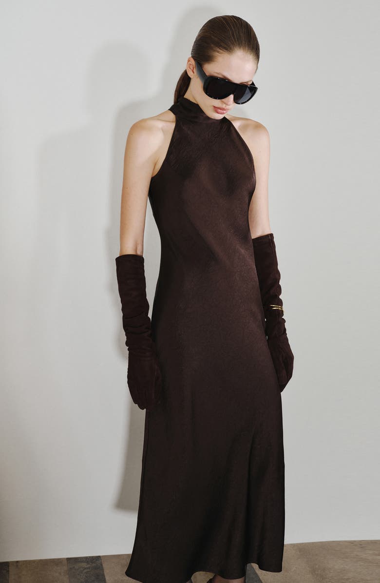 MANGO Crinkled Satin Midi Dress, Alternate, color,