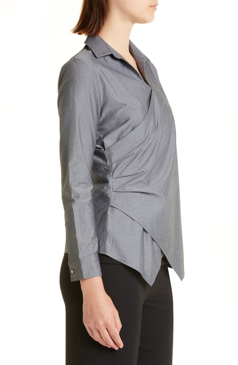 Misook Faux Wrap Cotton Blouse, Alternate, color, 