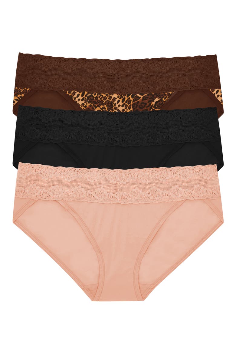 Bliss Perfection 3-Pack Bikini Briefs, Main, color, LEOPARD/BLACK/ROSE