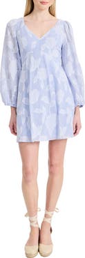 Donna Morgan Floral Long Sleeve Cotton Minidress