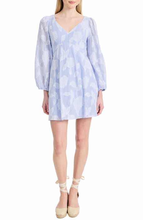 Donna Morgan Floral Long Sleeve Cotton Minidress