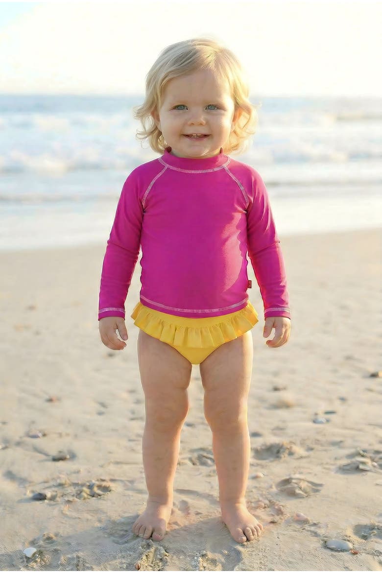 Girls UPF 50+ Ruffle Swim Briefs, Alternate, color, Hot Pink