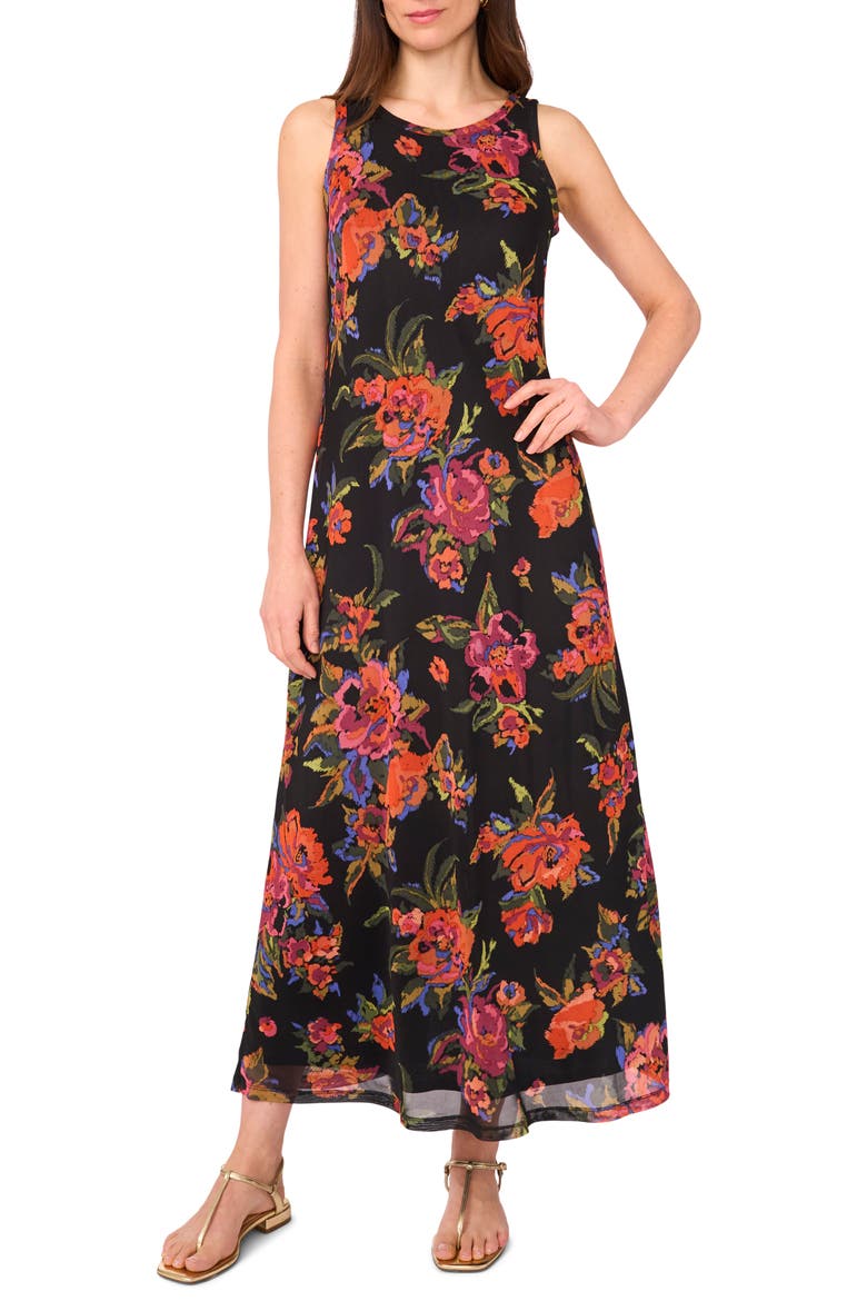 Floral Keyhole Maxi Tank Dress, Main, color, MULTI
