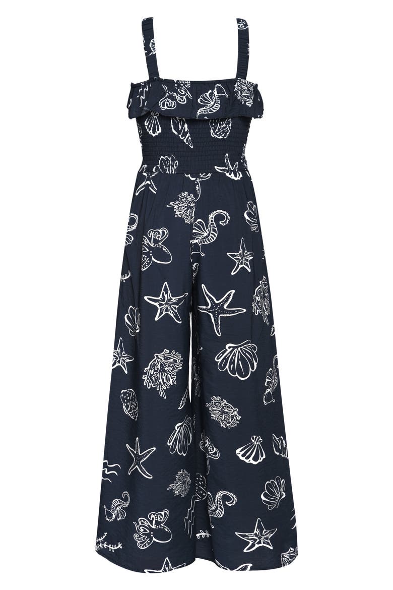 Kids' Ocean Print Jumpsuit, Alternate, color, NAVY