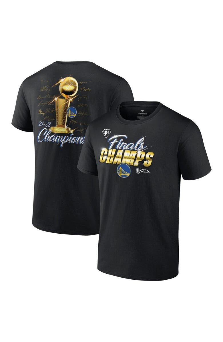 FANATICS Men's Fanatics Branded Black Golden State Warriors 2022 NBA Finals Champions Forward Roster Signature T-Shirt, Main, color,