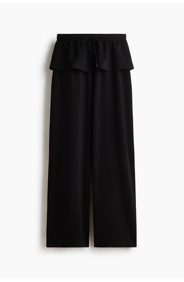 H&M Skirt-layered Scuba Knit Trousers, Main, color, Black