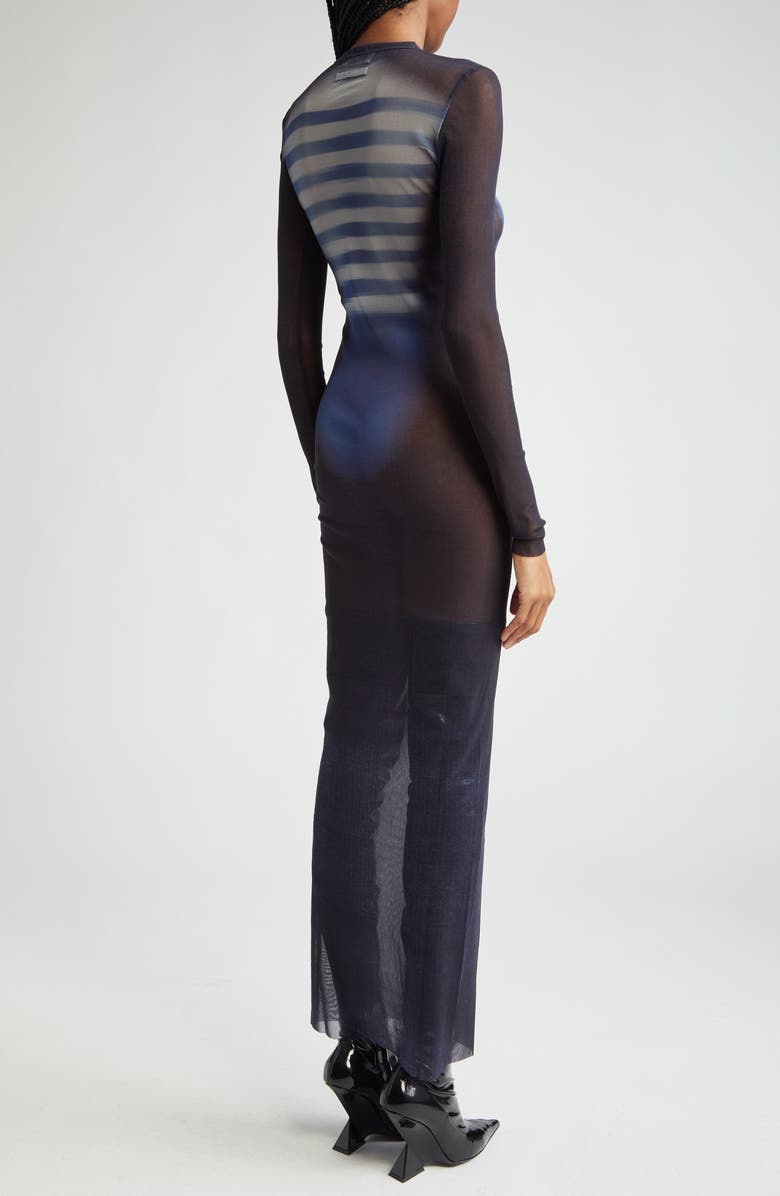 Jean Paul Gaultier Le Mâle Print Long Sleeve Tulle Body-Con Dress, Alternate, color, 