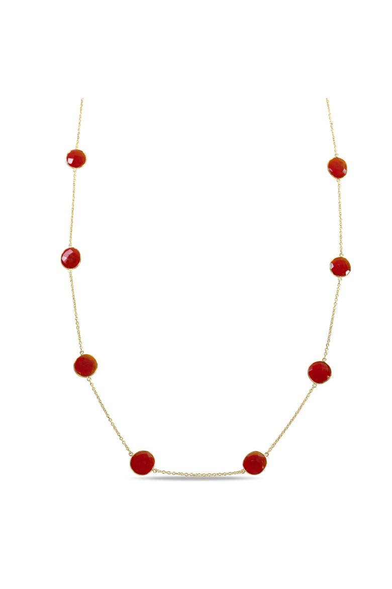 Gemstone Station Necklace Yellow-Plated Silver, Main, color, Carnelian