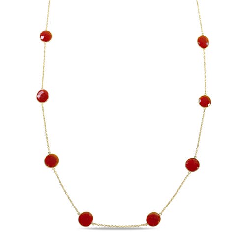 Gemstone Station Necklace Yellow-Plated Silver