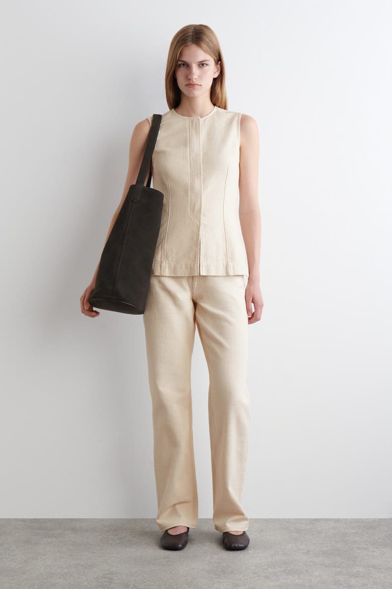 Chord Canvas Straight-Leg Jeans, Main, color, CHALK