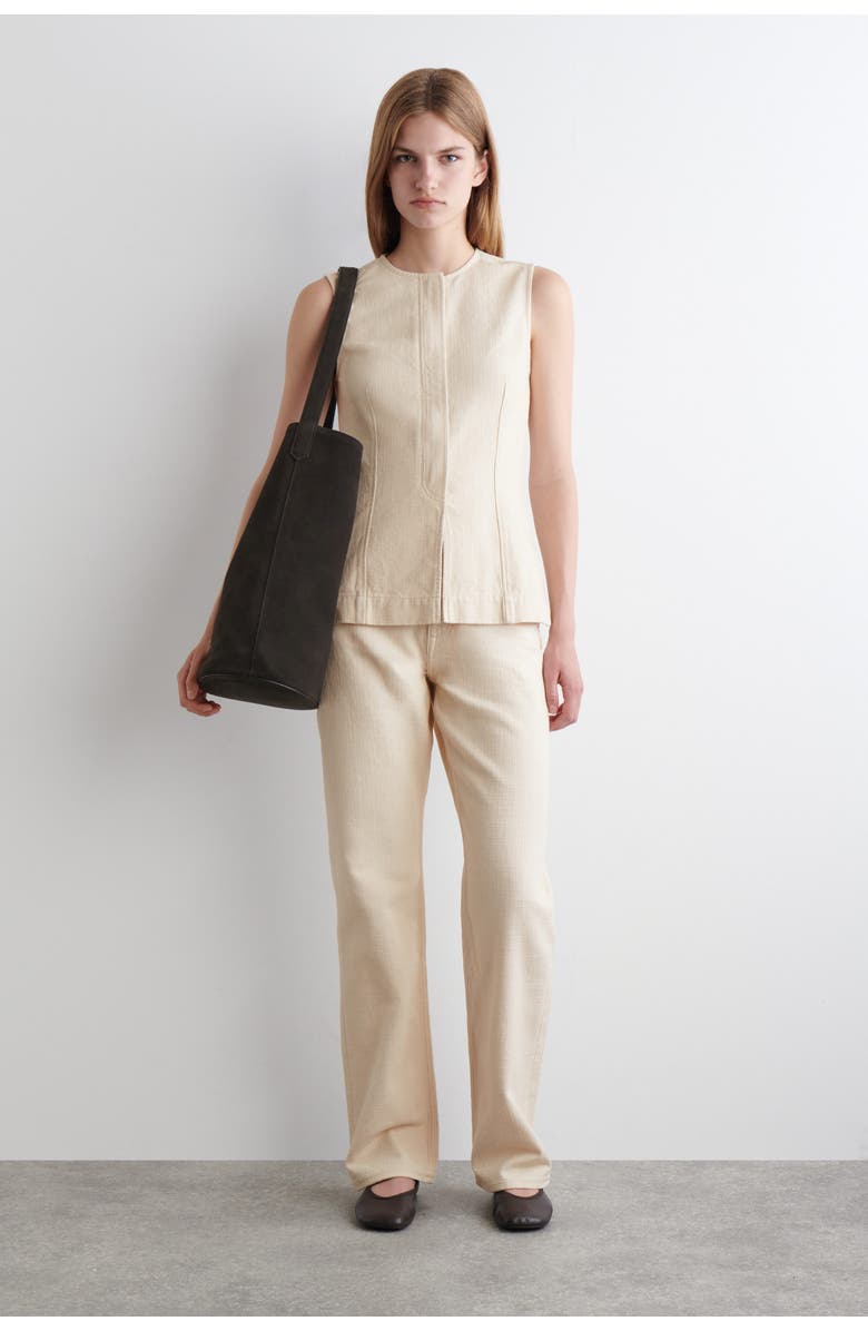 COS Chord Canvas Straight-Leg Jeans, Main, color, Chalk