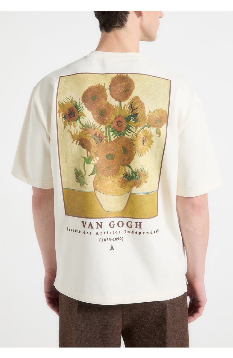 Manière De Voir Sunflowers Van Gogh Cotton T-Shirt, Alternate, color, Cream