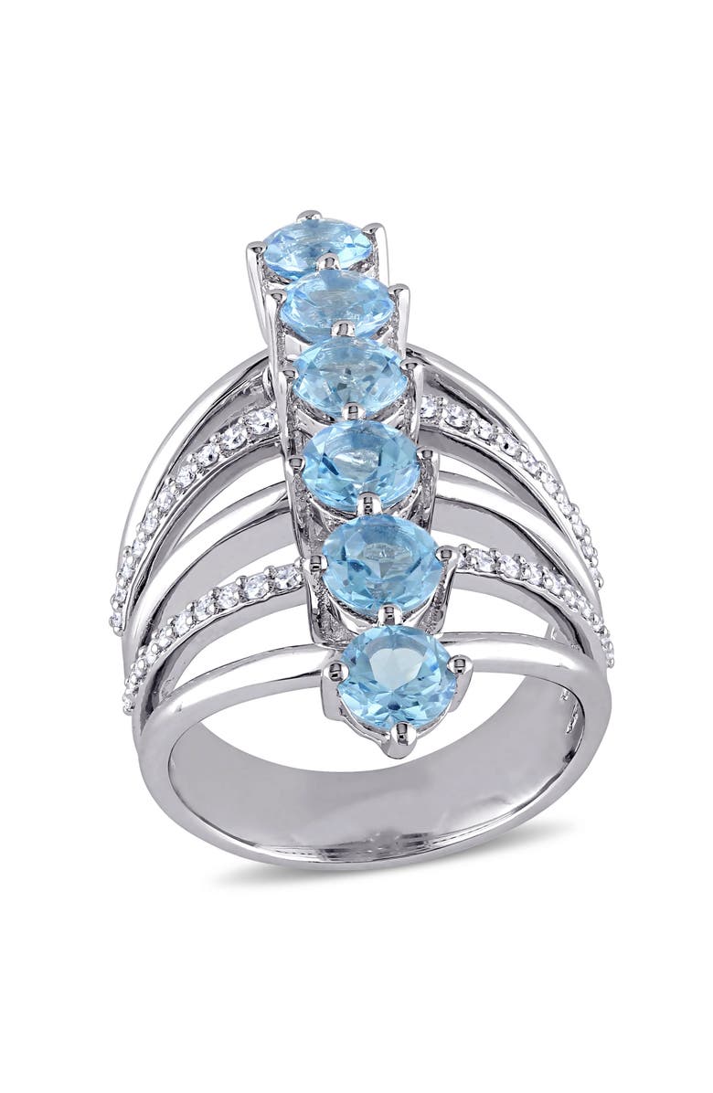 Julianna B. Swiss Blue Topaz & Diamond Gladiator Ring, Main, color, Blue Topaz