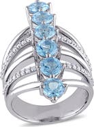 Julianna B. Swiss Blue Topaz & Diamond Gladiator Ring