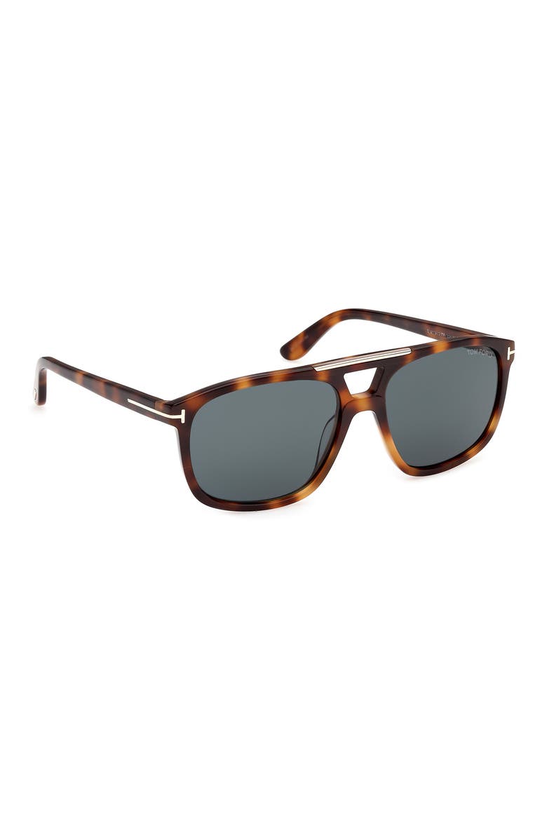 Brianna 58mm Gradient Navigator Sunglasses, Alternate, color, SHINY CLASSIC HAVANA SHINY ROSE GOLD /T/ LOGO / DARK TEAL LENS
