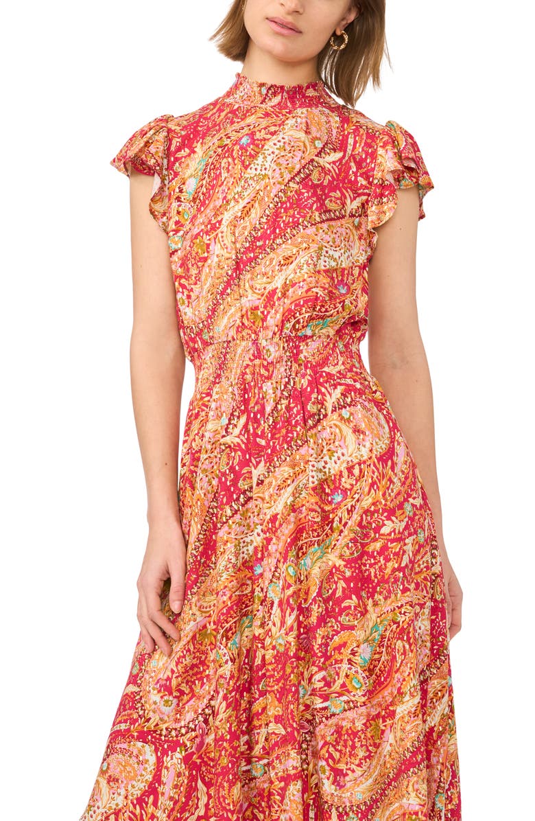 Halogen<sup>®</sup> Paisley Cap Sleeve Smocked Waist Jumpsuit, Alternate, color, Jazzy