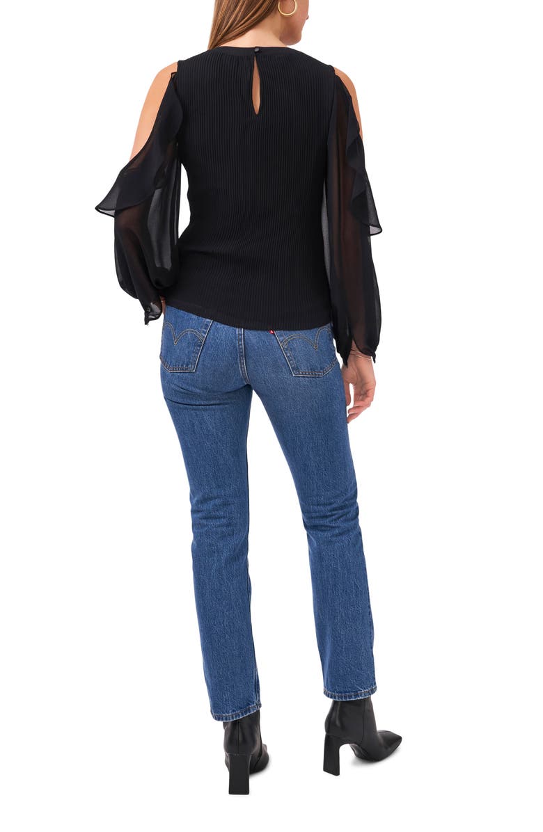 1.STATE Ruffle Plissé Cold Shoulder Top, Alternate, color, 