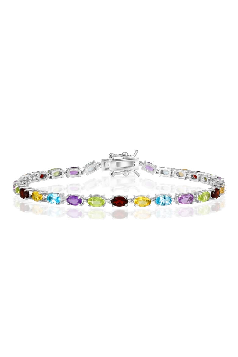 Sterling Silver Oval CZ Tennis Bracelet, Main, color, MULTI-COLOR